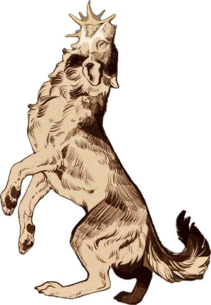 wolf leaping up to bite a star